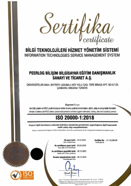 ISO/IEC 20000-1:2018 sertifikası