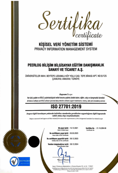ISO/IEC 27701:2019 sertifikası